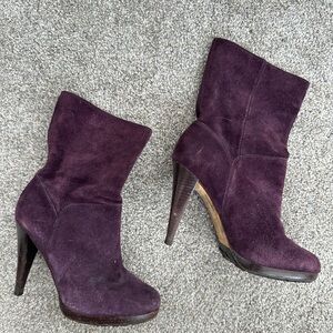 Purple Suede Women's Ankle Boots